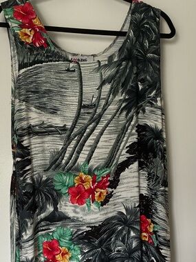 Tropical Floral Palm Midi sleeveless dress